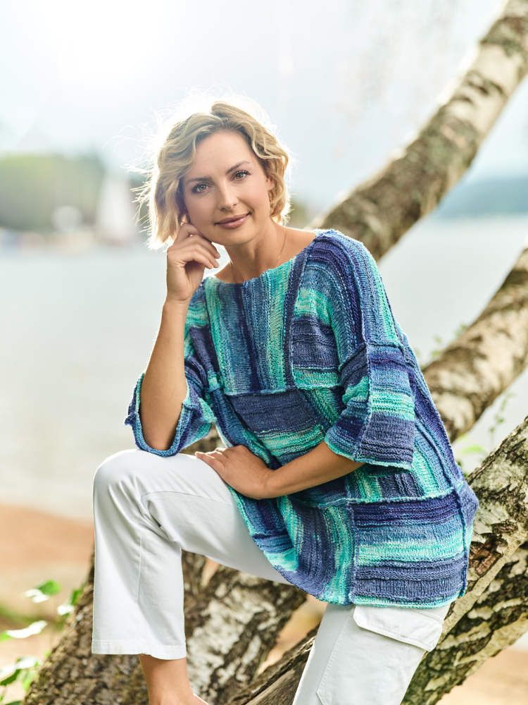 Patchwork-Pullover mit U-Boot Ausschnitt | Anleitung als PDF | Stricken | Pro Lana