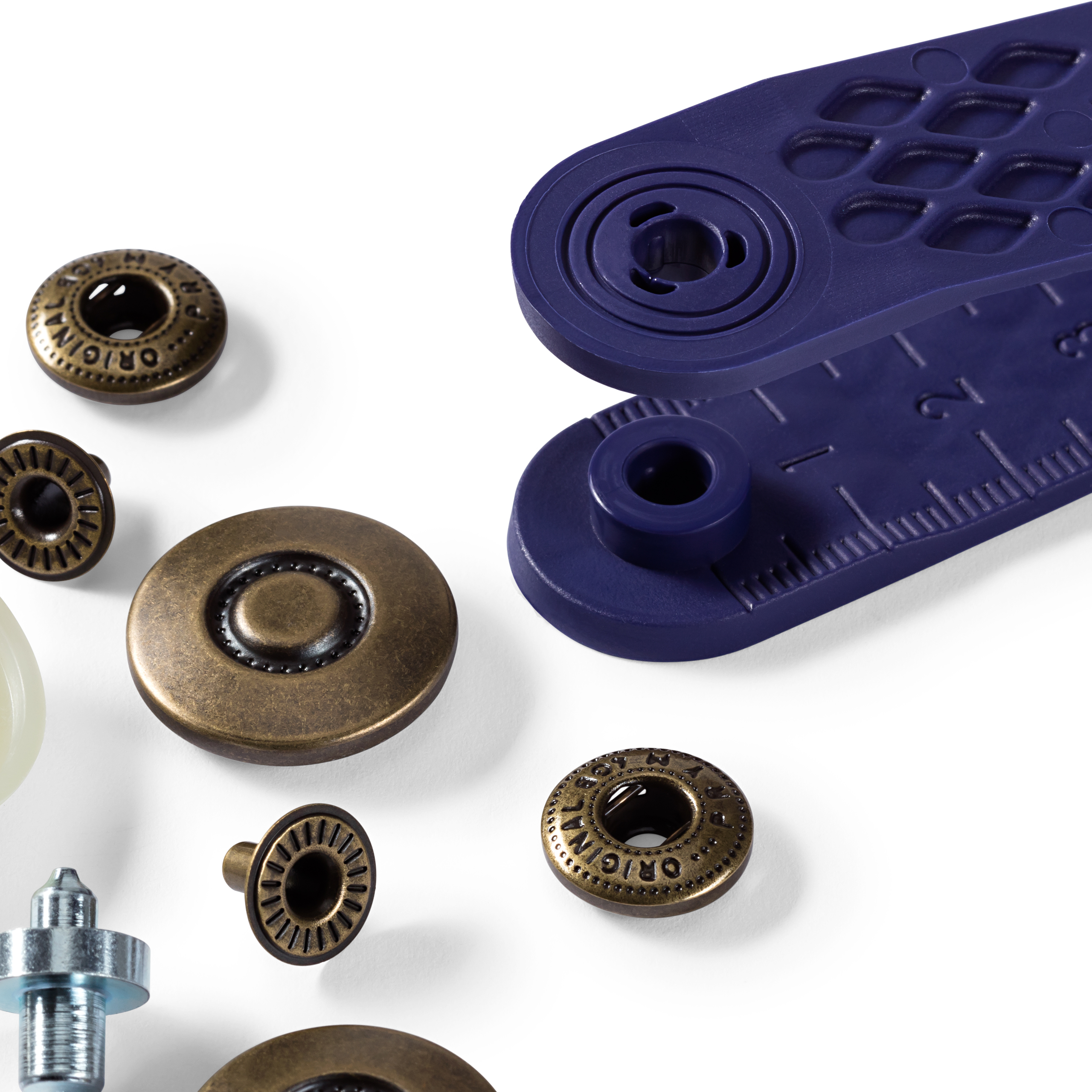 Nähfrei-Druckknöpfe mit Werkzeug 20 mm altmessing 6 St