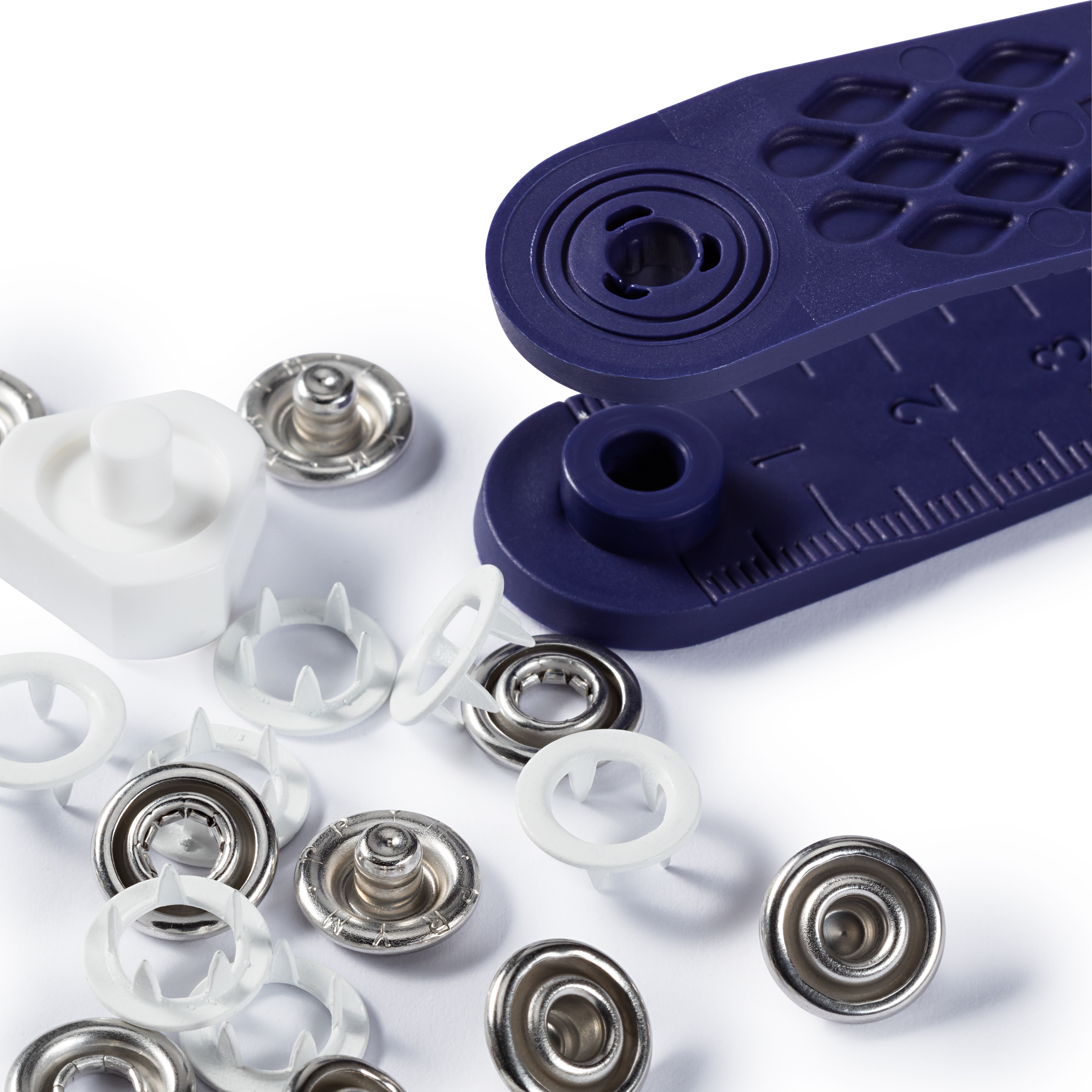 Nähfrei-Druckknöpfe mit Werkzeug Jersey 10 mm weiß 10 St