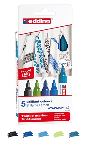 edding 4500 Textilmarker 5er Set (kalte Farben)