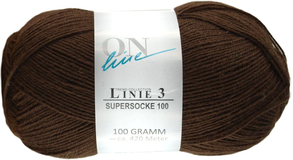 Supersocke 100 Linie 3 Uni 4-fach von ONline 0035 - dunkelbraun