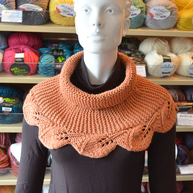 Kragen Herbstzauber mit Blattmuster | Einzelanleitung | Wolle hatnut XL  | Stricken | Annemarie