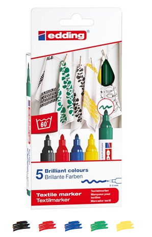 edding 4500 Textilmarker 5er Set (Standardfarben)