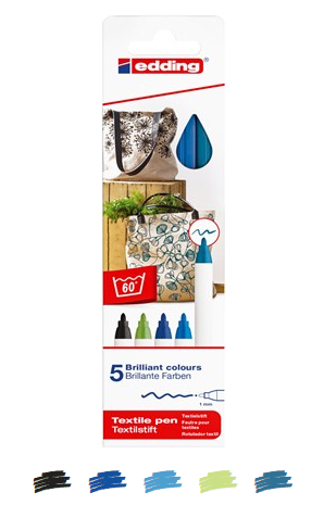 edding 4600 Textilstift 5er Set (kalte Farben)