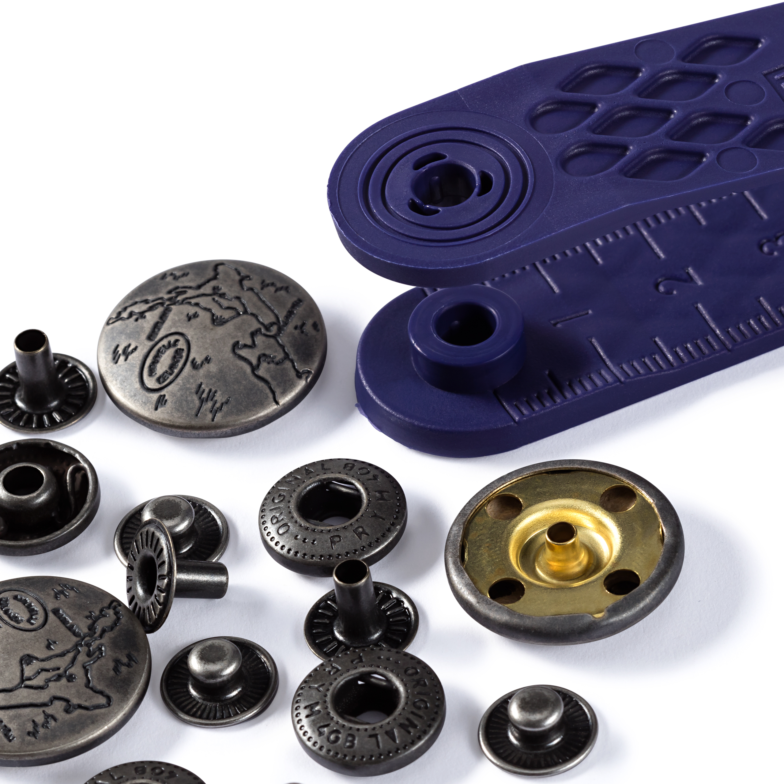 Nähfrei-Druckknöpfe mit Werkzeug 20 mm mattsilber 6 St